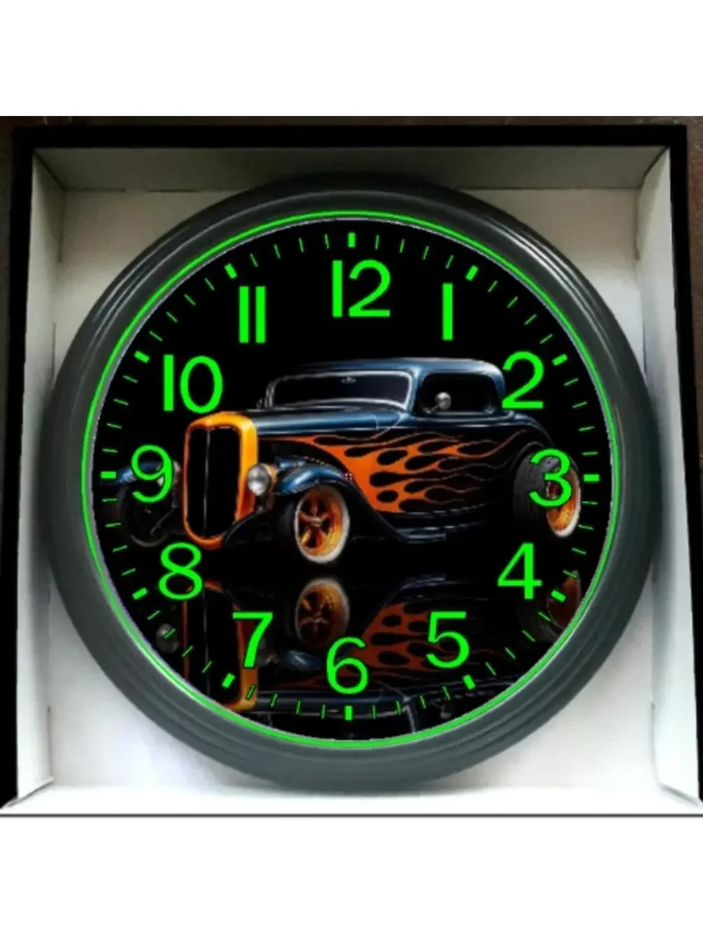 Hot Rod Street Rod Rat Rod Glow In The Dark Wall Clock New!